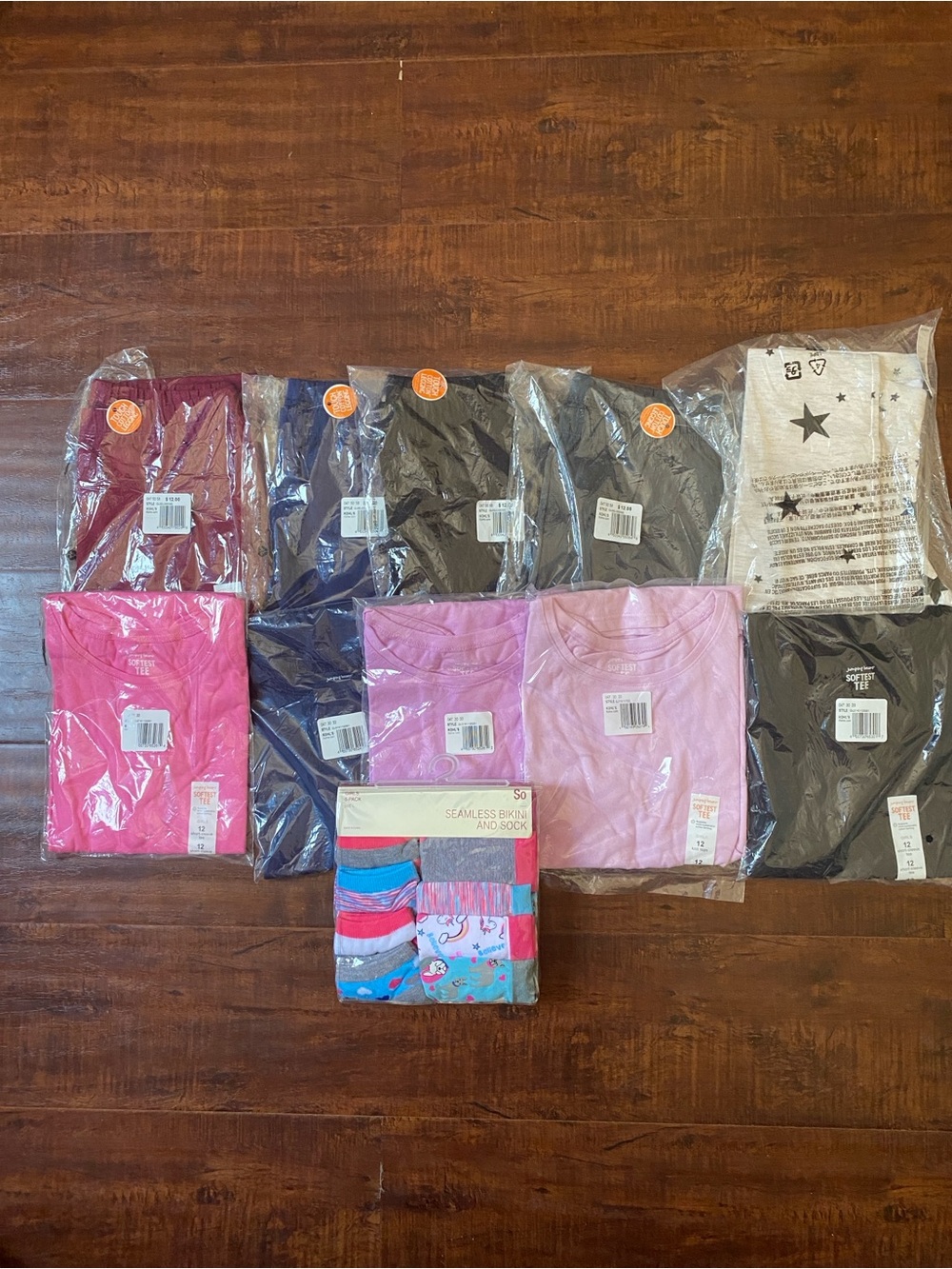 22 Piece Bundle of tops , leggings, panties & socks for girls size 10-12